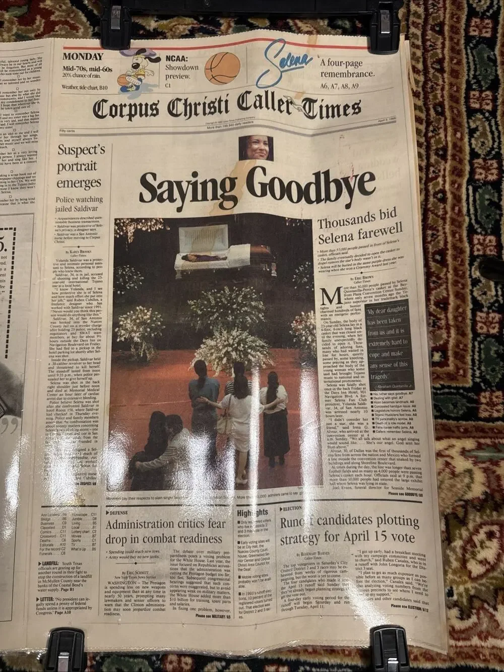 Extremely Rare Selena Corpus Christi Caller Times Newspaper